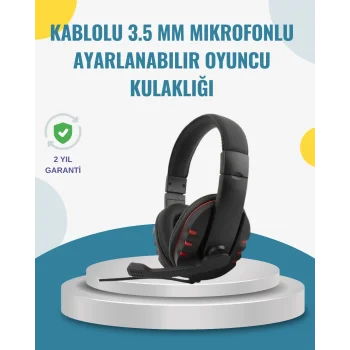 Kırmızı Gaming Kulaklık Stereo Mikrofonlu Dayanıklı Örgü Kablolu