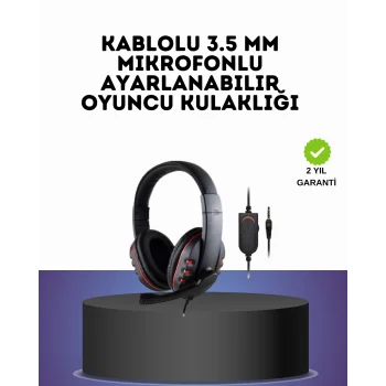 Kırmızı  Headset Mikrofonlu Sağlam Kablolu Konforlu