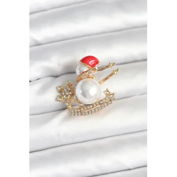 Kızaklı Kardan Adam Model Yılbaşı Temalı Broş