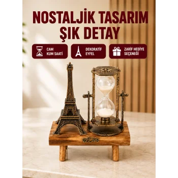 Klasik Tasarımlı Ahşap Kum Saati – Ev ve Ofis İçin Masaüstü Aksesuarı