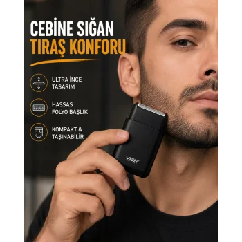Kompakt Şarjlı Tıraş Makinesi Çift Yönlü lı 45 Dakika Kullanım Süreli