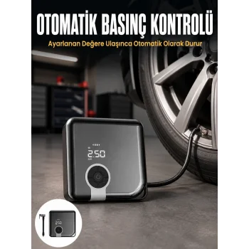 Kompakt Tasarımlı LED Işıklı Taşınabilir Hava Kompresörü Yeni Nesil