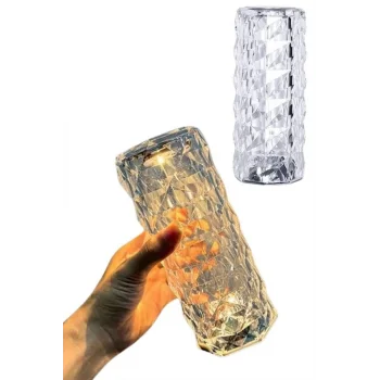 Kristal Lamba Masa Lambası Şarjlı Masa Lambası Dokunmatik Sensör Usb Şarjlı