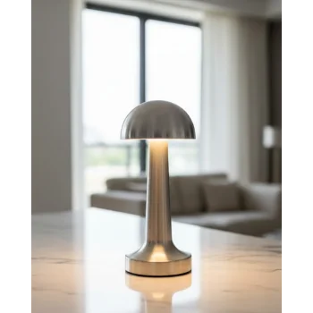 Krom Mantar Masa Lambası Dokunmatik 3 Renk LED Şarjlı Taşınabilir Gece Lambası