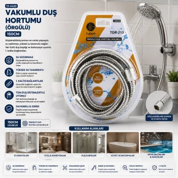 KROM - ÖRGÜLÜ VAKUMLU DUŞ HORTUMU 150CM VAKUMLU AMBALAJ (5047)