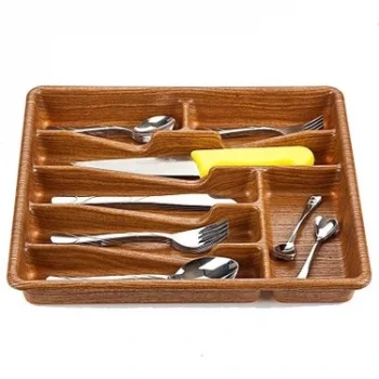 KÜÇÜK - AHŞAP RENK - 7 BÖLMELİ ÇEKMECE İÇİ KAŞIKLIK 36X32CM (5047)