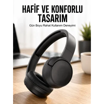Kulak Üstü Kablosuz Bluetooth Kulaklık Gürültü Önleyici Uzun Şarj Süreli