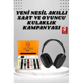 Kulak Üstü Kulaklık Pro9 ve Yeni Nesil Akıllı Saat Android ve İOS Uyumlu ANC Özelliği