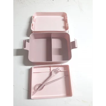 Kulplu Beslenme Kabı  2 Bölmeli Mandallı Diyet Kabı -Çatal Kaşık Dahildir