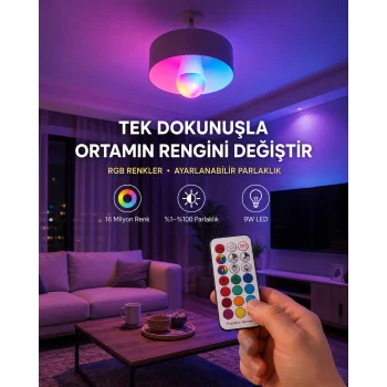 Kumanda Destekli Çok Renkli Akıllı LED Ampul Yeni Nesil