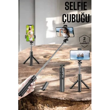 Kumandalı Tripod Telefon Tutucu Selfie Çubuğu 360 Derece Dönebilen