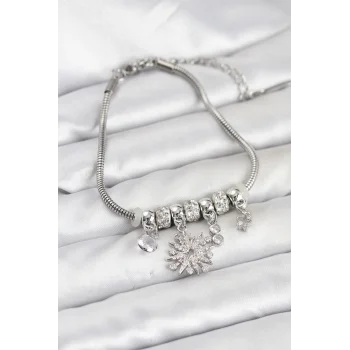 Kutup Yıldızı Model Charmlı Gümüş Renk Kadın Bileklik