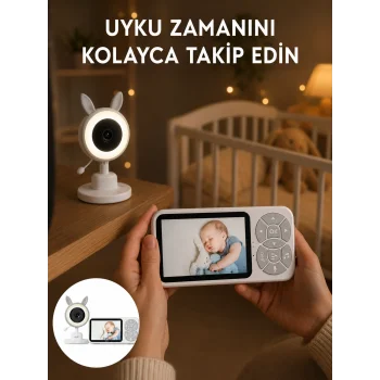 LCD Ekranlı Bebek İzleme Kamerası Ninnili Gece Görüşlü Güvenlik Sistemi Yeni Nesil