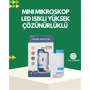 LED Aydınlatmalı 80–200 Kat Büyütmeli Cep Mikroskop
