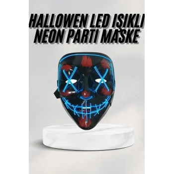 Led Işıklı Neon Maske Cadılar Bayramı Maskesi Korkunç Korku Maskesi