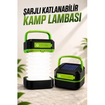 Led Lamba Kamp Lambası Hafif Taşınabilir Şarj Süreli Akordeon El Fenerli