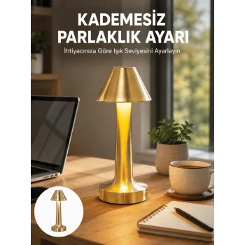 LED Masa Lambası 3 Renk Ayarlı Şarjlı Kablosuz Modern Tasarım Yeni Nesil