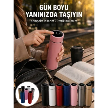 LED Sıcaklık Ölçerli 250 ml Yalıtımlı Termos Şişe Yeni Nesil