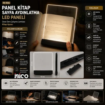 LIGHT PANEL KİTAP SAYFA AYDINLATMA LED PANELİ KİTAP OKUMA PİLLİ 15X17CM İ10-027 (5047)