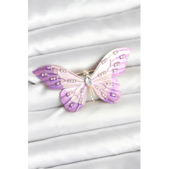 Lila Renk Kelebek Model Broş