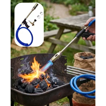 LPG Pürmüz Alev Tabancası Hortumlu Ayarlanabilir Gazlı Alev Yakıcı Kamp ve Mangal Başlatıcı