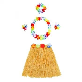 Luau Aloha Hawaii Kolye Etek Taç ve Bileklik Seti Turuncu (5047)