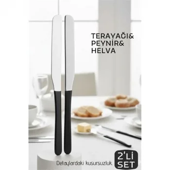 Lüks Seri 2li Tereyağı Ve Peynir Bıçağı Seti - Paslanmaz Çelik & Ergonomik Silikon Saplı 16 Cm 719999