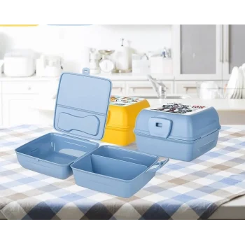 Luna 3 Bölmeli Çatal lı Beslenme Kabı - Diyet Kabı - Çatal Kaşıklı