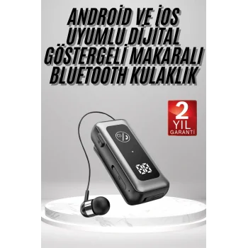Makaralı Kulaklık SD Kart Girişli Dijital Göstergeli Kablolu Bluetooth Kulaklık