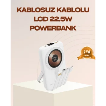 Manyetik Kablosuz Powerbank 22.5W Hızlı Şarj LCD Ekranlı