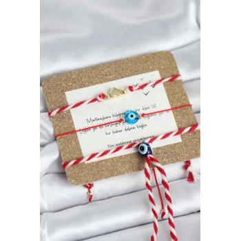 Marteniçka Bileklik 3lü Düğümlü kalp ve Nazarlı Model