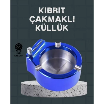 Masa Üstü Çakmaklı Küllük Paslanmaz Metal Gövde