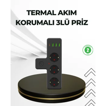 Masa Üstü Çoklu Priz USB ve Type-C Çıkışlı Güç Dağıtıcı