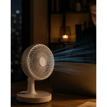 Masaüstü Mini Fan Sessiz Çalışan 2 Hızlı Otomatik Salınımlı Fan