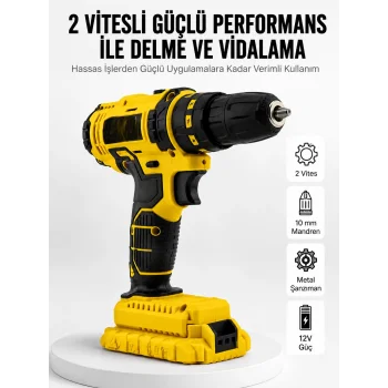Matkap Seti 24 Parça Çift Bataryalı Darbeli Led Işıklı Vidalama