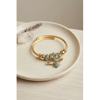 Mavi Arı Model Gold Renk Charm Bileklik