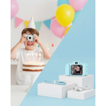 Mavi Kompakt Dijital Kamera HD Video ve Fotoğraf Çekim Özellikli USB Bağlantılı