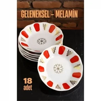 Melamin Çay Tabağı 18 Adet Geleneksel Türk Çay Bardağı Altlığı 721659