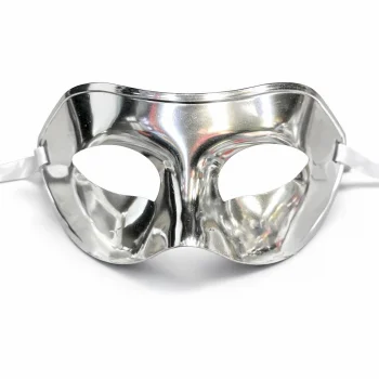 Metalize Parlak Parti Maskesi Gümüş Renk 16x7 cm