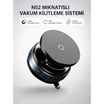 Mıknatıslı Araç Telefon Tutucu Vakum Teknolojili 360° Ayarlanabilir