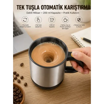Mikser Kupa Yazılı Mug Bardak Karıştırma Özelliği