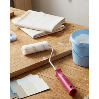 Mini Boya Fırça Seti 10 Cm Rulo Fırça 6 Adet Yedek Rulo Hediyeli Duvar Boyama Aparatı