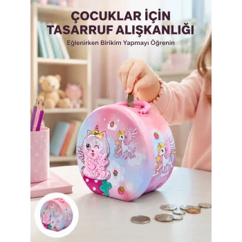 Mini Çocuk Para Kasası Güvenli Kilitli Birikim Kutusu