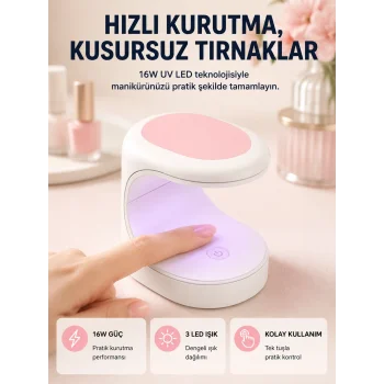 Mini Oje Kurutma Cihazı 16W LED UV Hızlı Kurutma Taşınabilir Kompakt Yeni Nesil