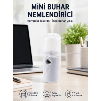 Mini Şarjlı Buhar Nemlendirici – Taşınabilir, Enerji Tasarruflu, Kablosuz Kullanım Yeni Nesil