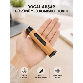 Mini Taşınabilir Küllük 3 Farklı Uç Seçenekli Ahşap Görünümlü Pratik Kullanım