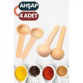 4’lü Ahşap Ölçü Kaşığı Seti – 6.5 cm Doğal Ahşap, Baharat ve Kahve İçin Pratik Mutfak Yardımcısı