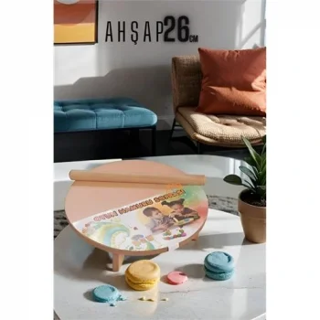 Çocuk 26 cm Ahşap Hamur Açma Masası Mini Oklava ile Oyun Hamuru Tahtası