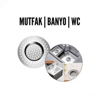 Evye Süzgeci 7.1 cm Paslanmaz Çelik  - Mutfak Lavabo Gider Süzgeci Seti Tıkanma Önleyici