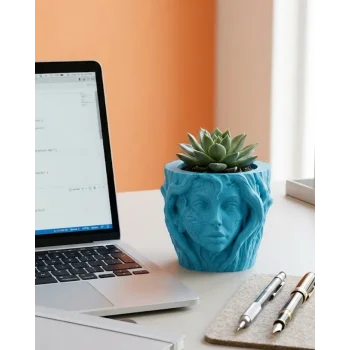 Modern Ev Dekoru İçin Kadın Yüzü Ağaç Tasarımlı Dekoratif Vazo